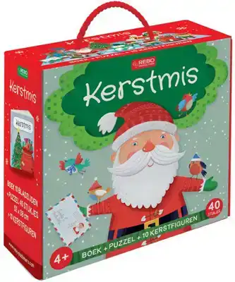 Kerstmis Boek + puzzel + 10 figuren