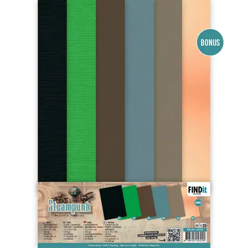 Berries Beauties steampunk linen cardstock pack A4