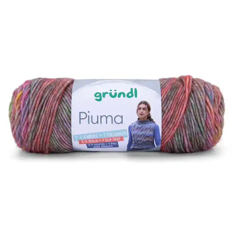 Grundl Piuma garen 04 paars/oranje/geel/groen
