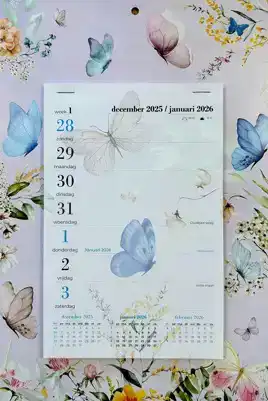 Weekblok kalender 2026 Vlinders getekend
