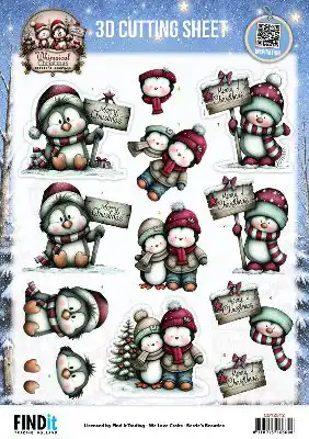 Knipvellen set Berries Beauties Whimsical Christmas Penguins/ Snowmen