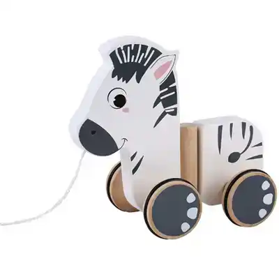 Houten trekfiguur zebra