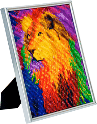 Silver photo frame kit crystal art rainbow lion