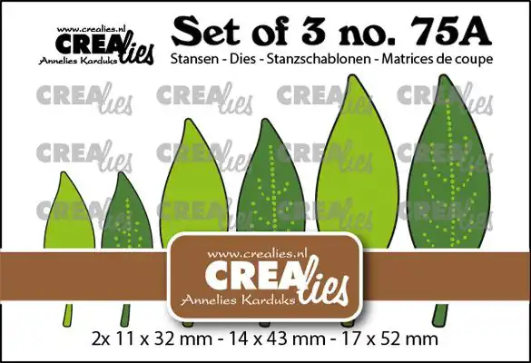 Crealies Snijmal Set of 3 no. 75a, Dichte bladeren 21 met/zonder stippen (spiegelbeeld)