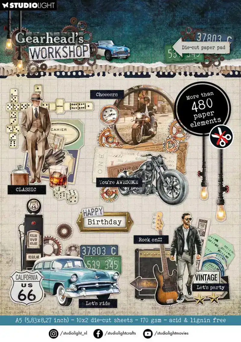 Studio Light Gearhead's Workshop Die-Cut Paper Pad Elements