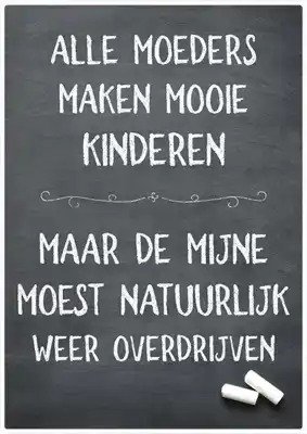 Spreukenbordje: Alle moeders maken mooie kinderen, maar de mijne moest natuurlijk weer overdrijven!
