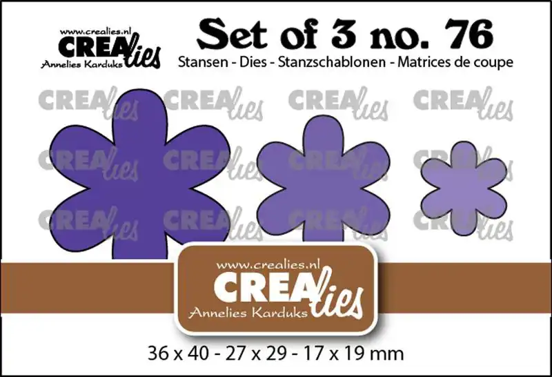 Crealies Snijmal Set of 3 no. 76, Dichte bloemen 31
