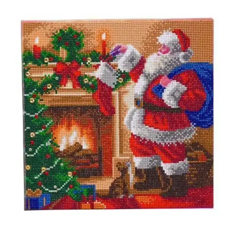 Framed Crystal Art Santa's Stocking