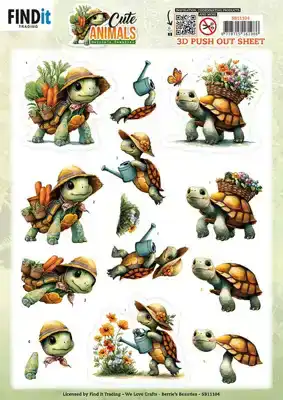 3D Pushout Sheet Berries Beauties Cute Animals Turtles