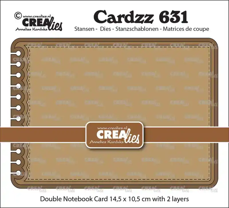 Crealies Cardzz stansen no. 631, Dubbele kaart Notebook horizontaal