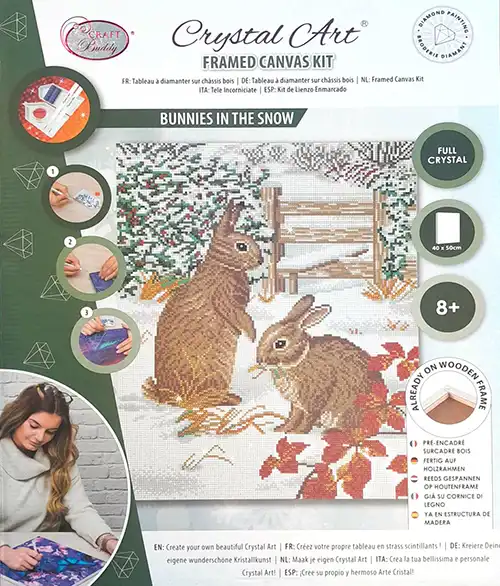 Crystal Art Kit 40x50cm Bunnies in the Snow Full
