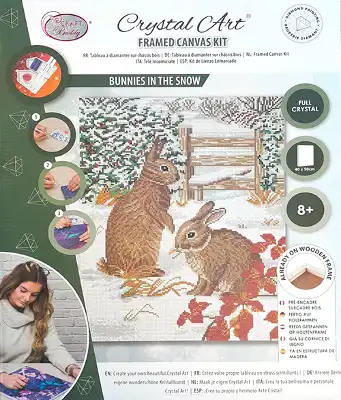 Crystal Art Kit 40x50cm Bunnies in the Snow Full