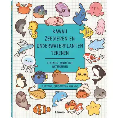 Kawaii zeedieren en onderwaterplanten tekenen