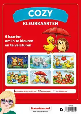 Cozy Kleurkaarten Schattige dieren 6st