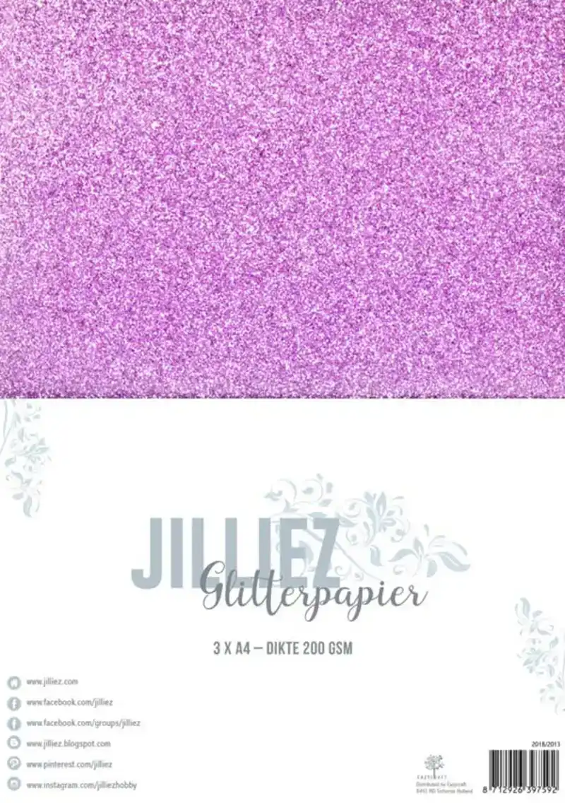 Jilliez Glitterpapier Rose 3vel A4