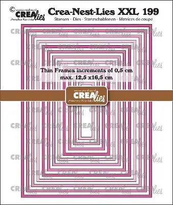 Crealies Crea-Nest-Lies XXL stansen no. 199, Dunne Kaders Rechthoeken glad
