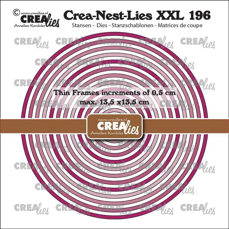 Crealies Crea-Nest-Lies XXL stansen no. 196, Dunne Kaders Cirkels glad