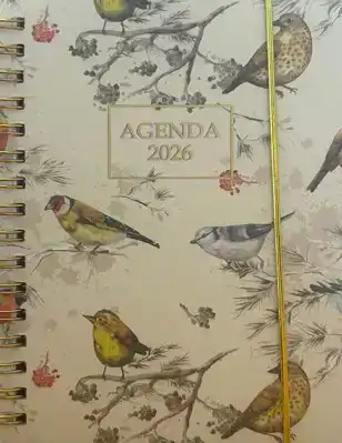 Agenda 2026 A6 spiraal vogels getekend