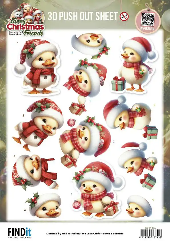 3D Pushoutvel Berries Beauties Furry Christmas Friends Christmas Funny Duck