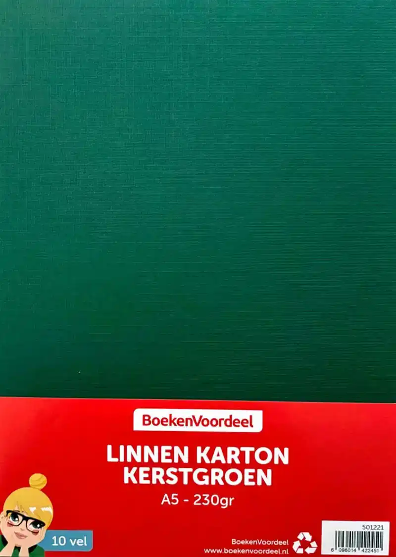 Linnen karton 21x14,8cm 10 vel kerst groen