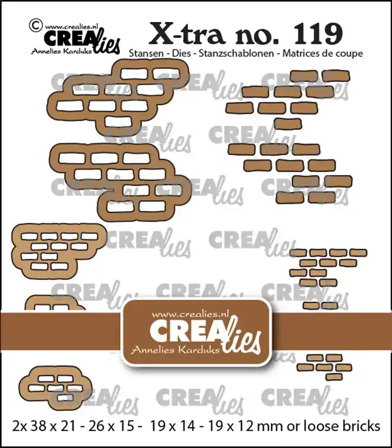 Crealies 3x en 2x stenen muurtje met losse stenen