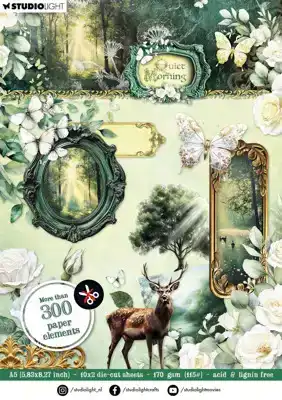 Quiet morning die-cut paper pad embellishments