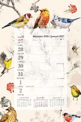 Weekblok met koord vogels getekend 2027
