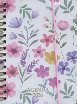 Agenda 2026 A6 spiraal bloemen getekend