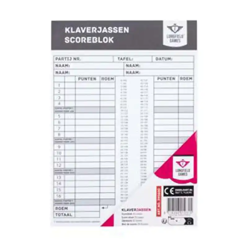 Klaverjassen Scoreblok