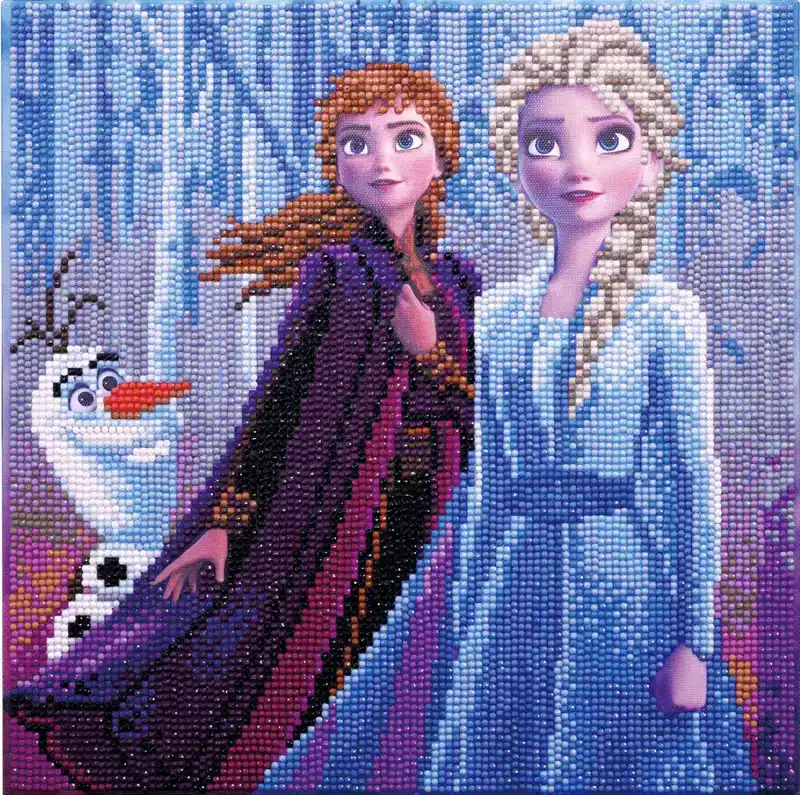 Crystal art kit partial diamond painting Elsa, Anna & Olaf 30x30cm