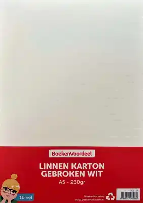 Linnen karton 21x14,8cm 10 vel gebroken wit