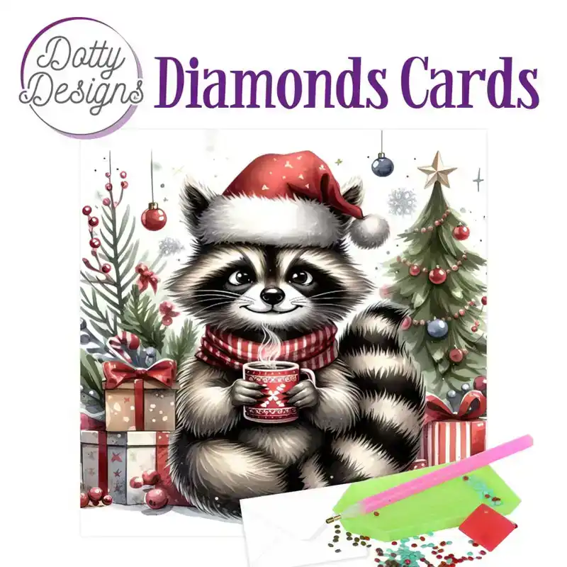 Dotty designs diamond cards christmas raccoon