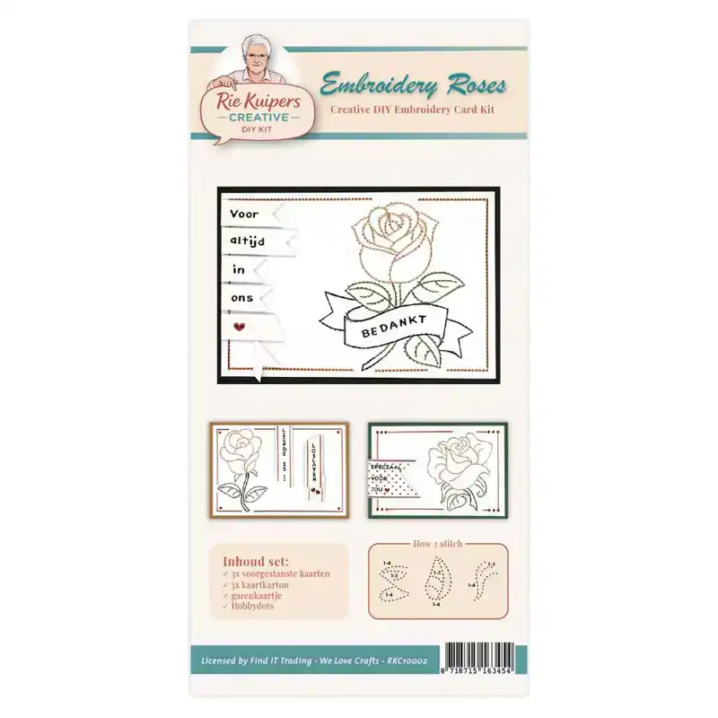 Rie Kuipers Creative embroidery roses - DIY embroidery card kit