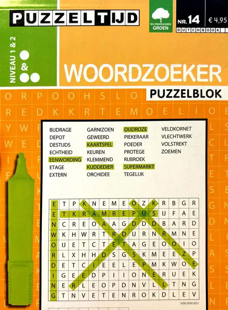 Puzzelblok Woordzoeker 1-2 punt nr14