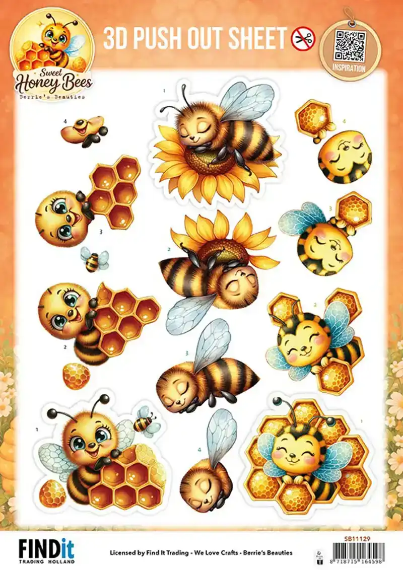 3D Pushout Sheet Berries Beauties Sweet Honey Bees Golden Garden