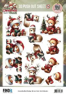 3D Pushoutvel Berries Beauties Furry Christmas Friends Christmas Deer