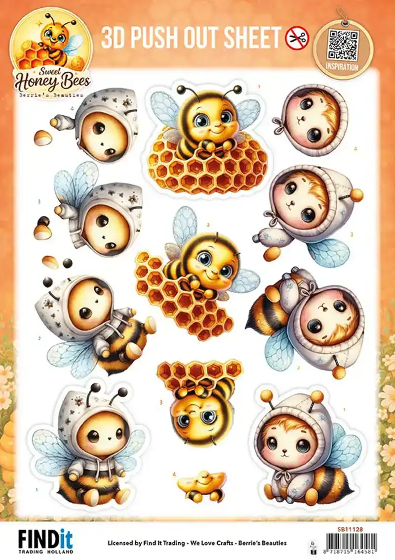 3D Pushout Sheet Berries Beauties Sweet Honey Bees Honeycomb Friends