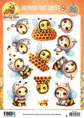 3D Pushout Sheet Berries Beauties Sweet Honey Bees Honeycomb Friends
