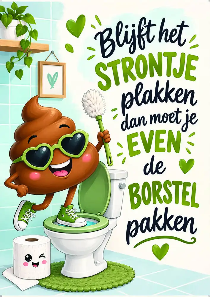 Spreukenbordje: Blijft het strontje plakken...