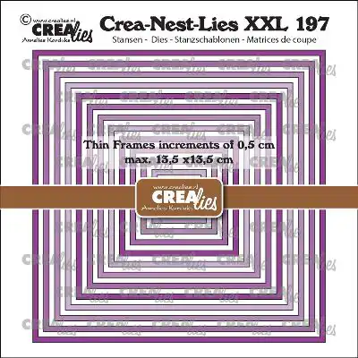 Crealies Crea-Nest-Lies XXL stansen no. 197, Dunne Kaders Vierkanten glad