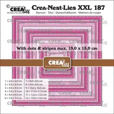 Crealies Crea-Nest-Lies XXL Vierkanten met stippen en strepen