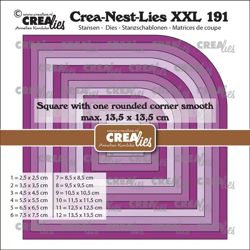 Crealies Crea-Nest-Lies XXL Vierkanten met één afgeronde hoek glad (past achter CLNestXXL190)