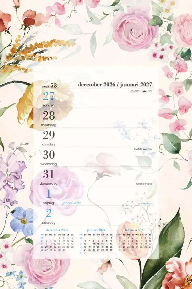 Weekblok bloemen  aquarel 2027