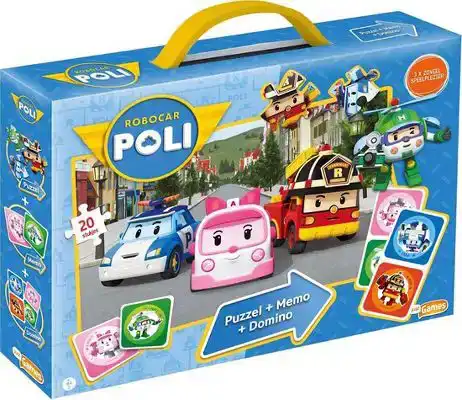 Robocar Poli - 3 In 1 Box Puzzel+Memo+Domino