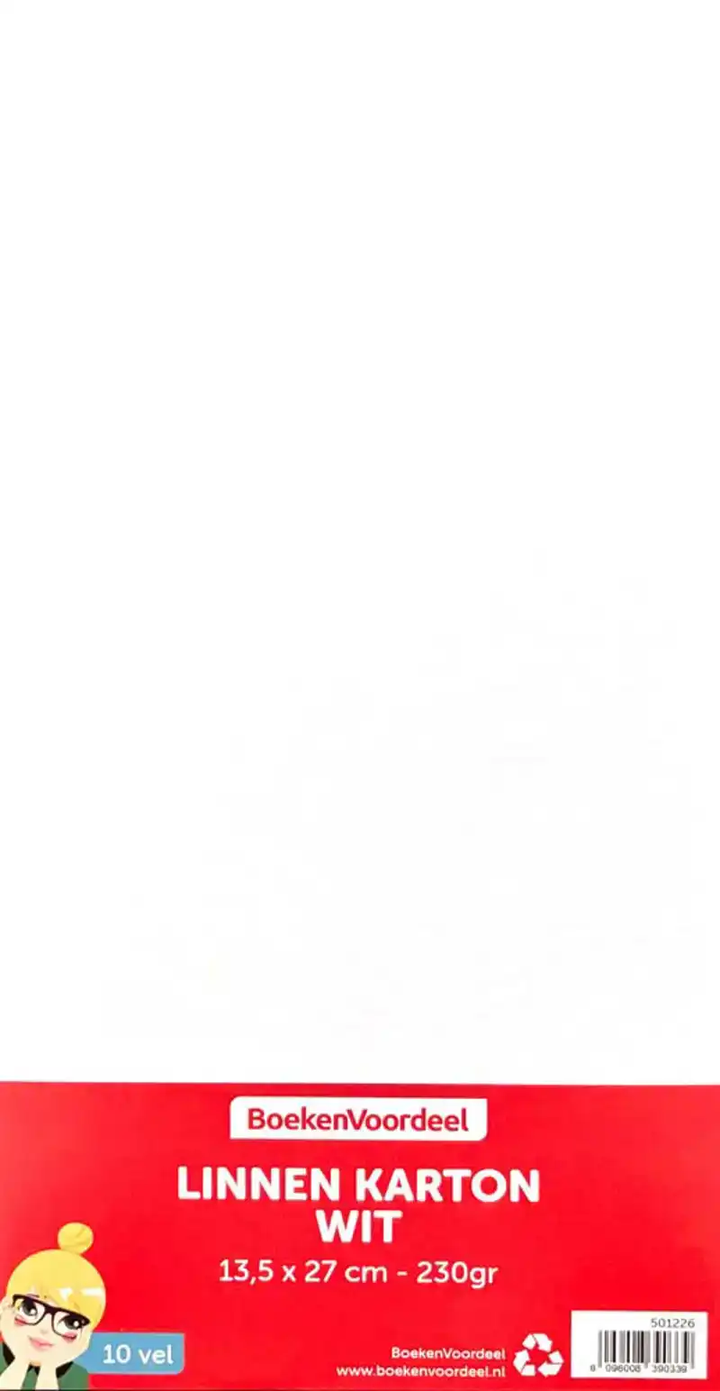 Linnen karton 13,5x27cm 10 vel wit