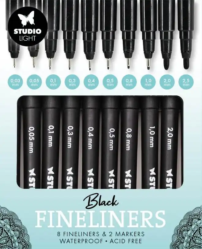 SL Fineliners 10 stuks 8 fineliners + 2 markers
