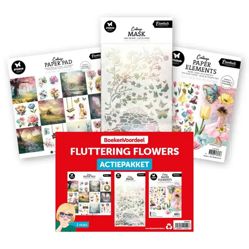 Actie pakket fluttering flowers 3 delig