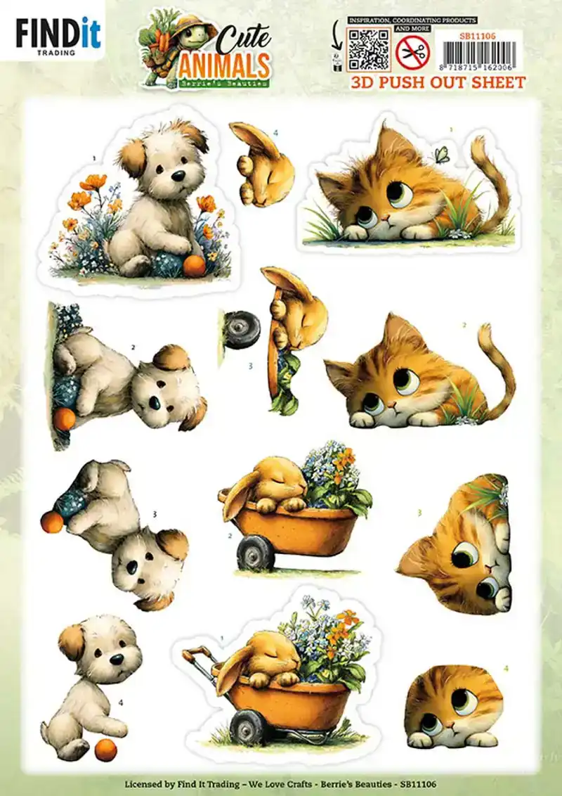 3D Pushout Sheet Berries Beauties Cute Animals Garden Friends