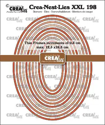 Crealies Crea-Nest-Lies XXL stansen no. 198, Dunne Kaders Ovalen glad