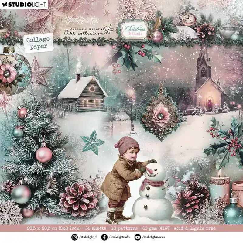 JMA Collage Paper Pad Backgrounds & Elements  Christmas Blush